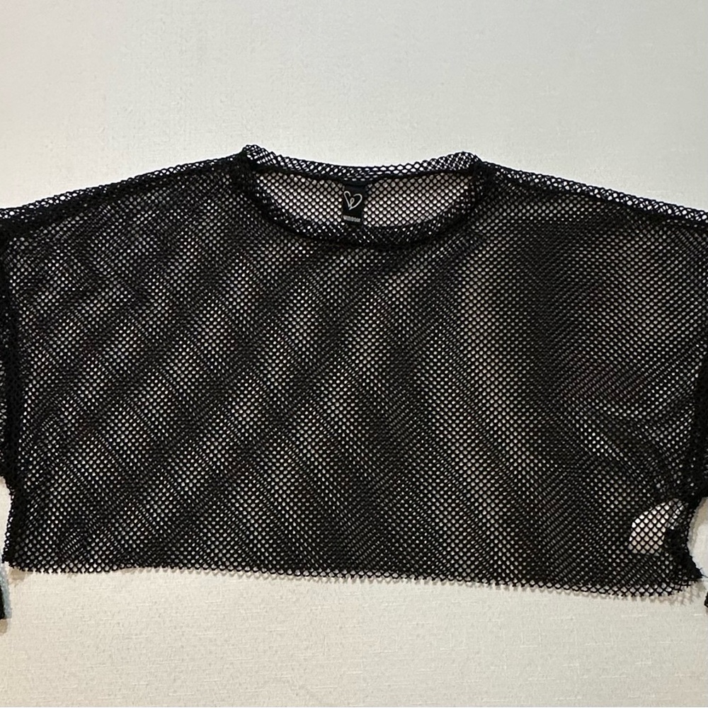 Windsor Black Fishnet Mesh Crop Top Size Small